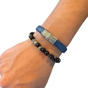 Men’s Blue and Black Jewelry Bracelet Set New no tags